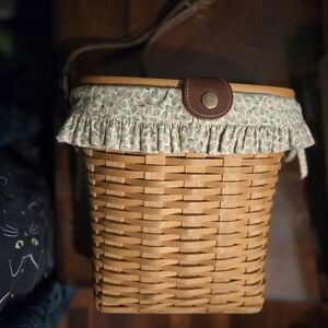 Longaberger Saddlebrook Handwoven Basket Purse with Liner and Leather Strap